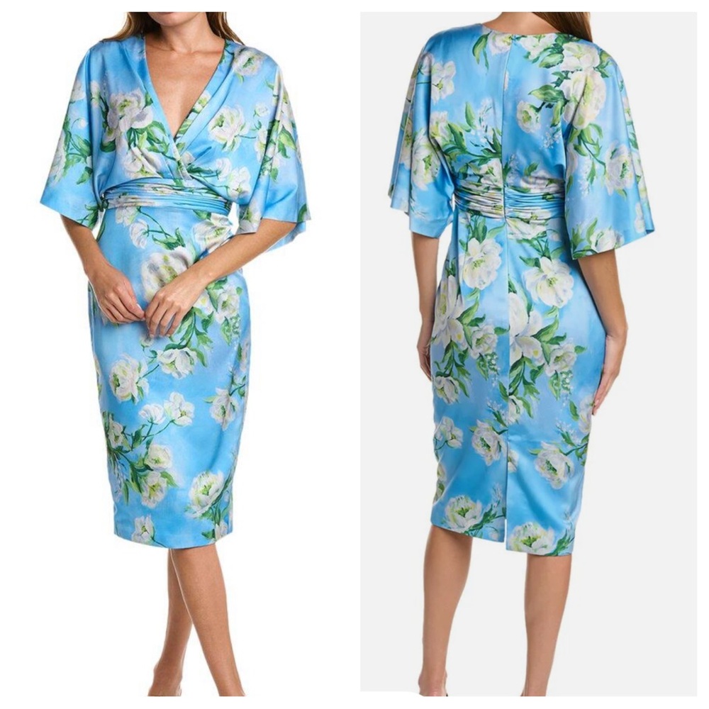 NWT Liana Printed Kimono Blue Floral Dress Size 4